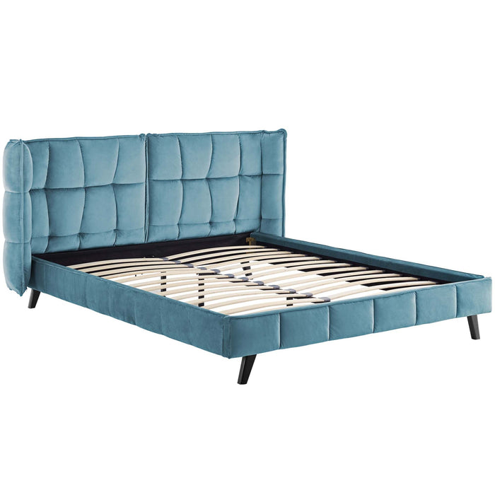 Makenna Performance Velvet Queen Platform Bed