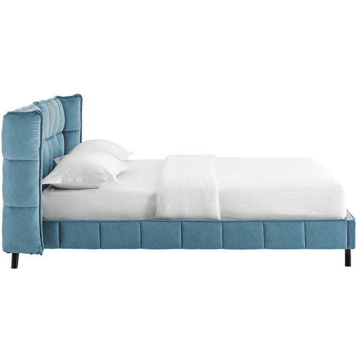 Makenna Performance Velvet Queen Platform Bed