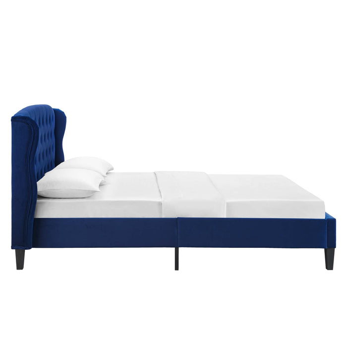 Penelope Tufted Wingback Performance Velvet Platform Bed