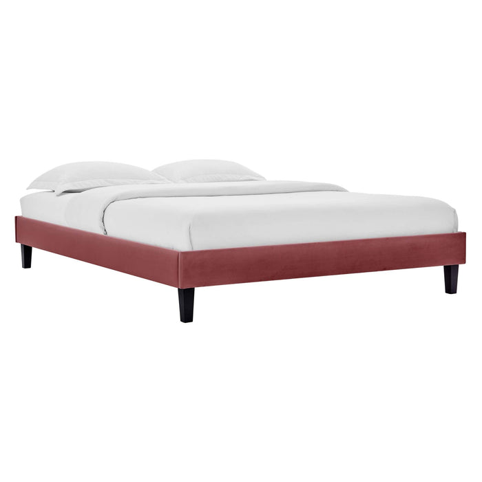 Liva Performance Velvet Bed With Black Wood Legs