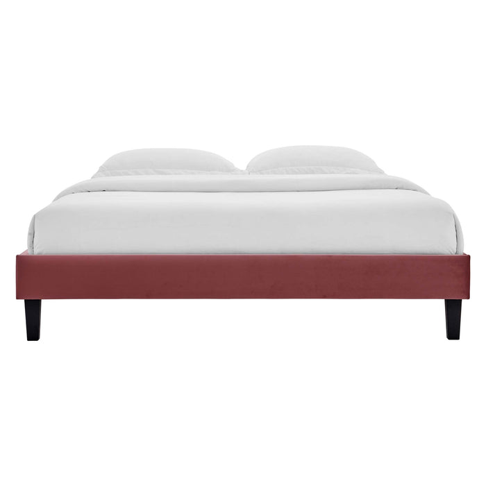 Liva Performance Velvet Bed With Black Wood Legs