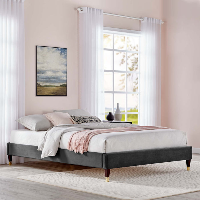 Harlow Performance Velvet Platform Bed Frame