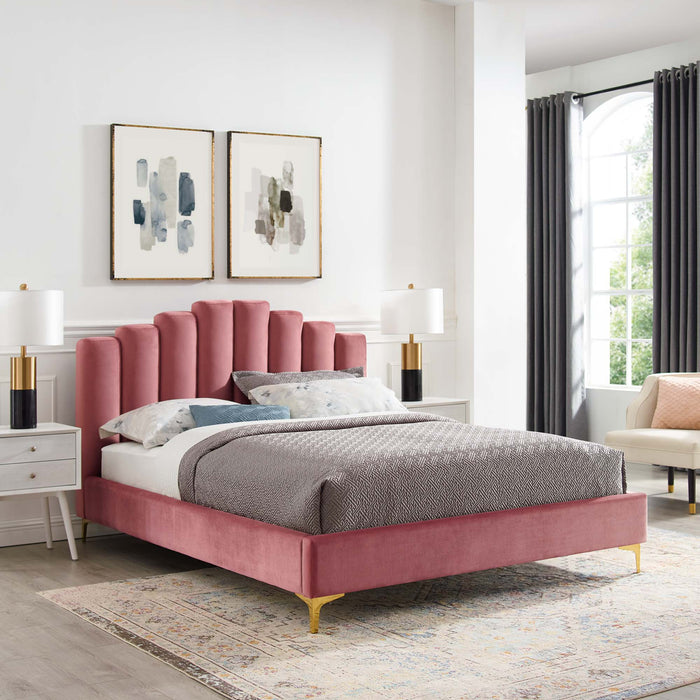 Olivia Performance Velvet Platform Bed