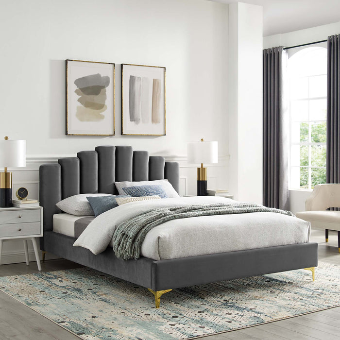 Olivia Performance Velvet Platform Bed