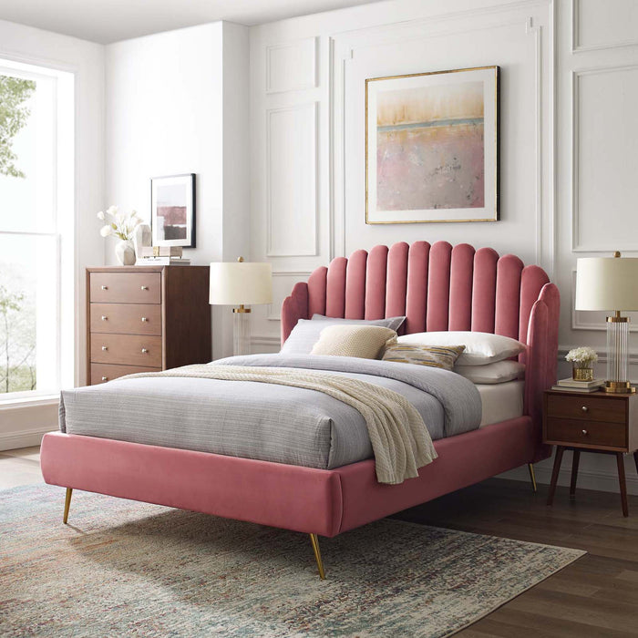 Lana Performance Velvet Wingback Platform Bed