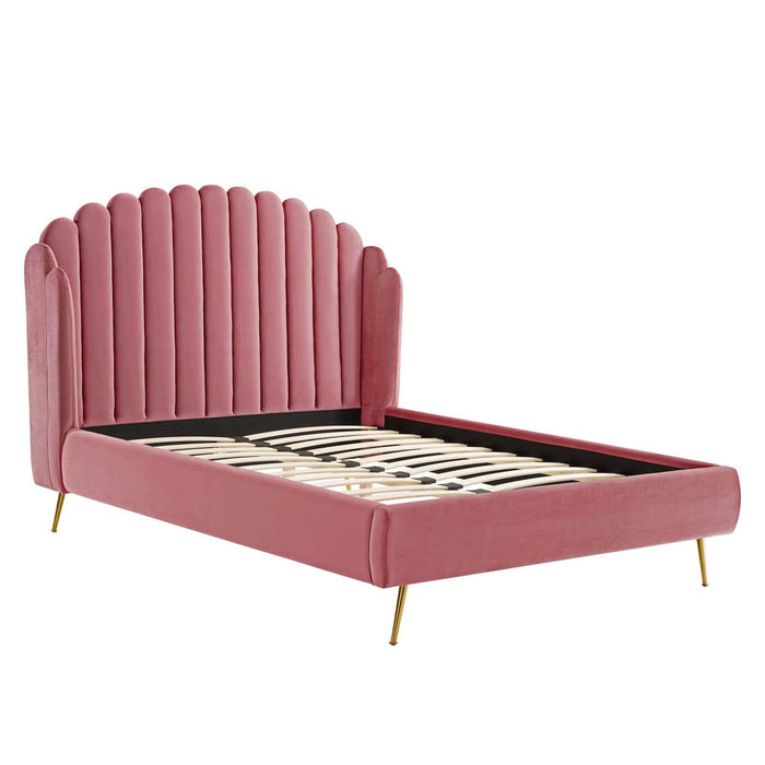 Lana Performance Velvet Wingback Platform Bed