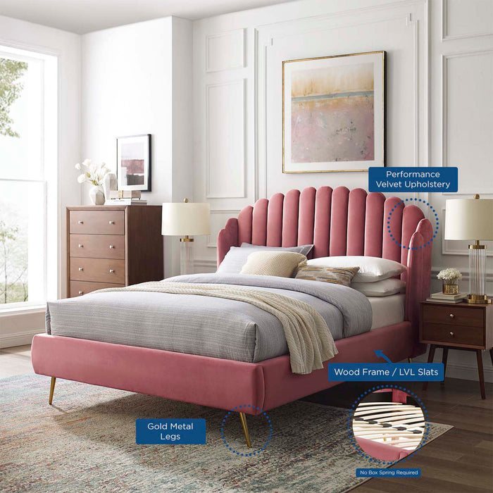 Lana Performance Velvet Wingback Platform Bed