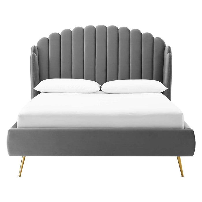 Lana Performance Velvet Wingback Platform Bed