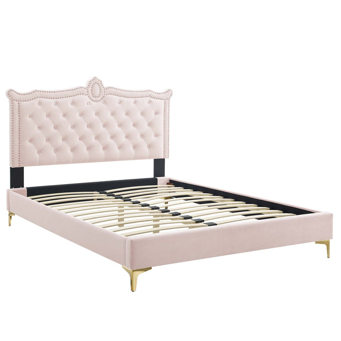 Clara Performance Velvet Queen Platform Bed