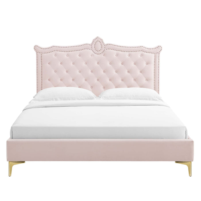 Clara Performance Velvet Queen Platform Bed