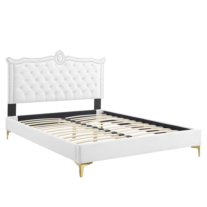 Clara Performance Velvet Queen Platform Bed