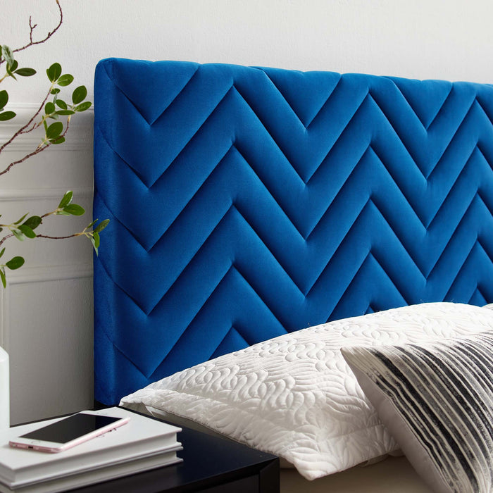 Mercy Chevron Tufted Performance Velvet Headboard