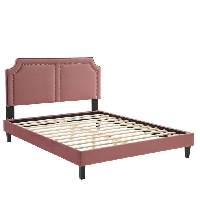 Novi Performance Velvet Bed With Black Wood Legs