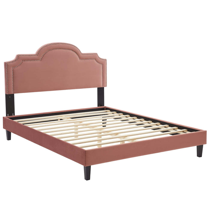 Aviana Performance Velvet Bed With Black Wood Legs