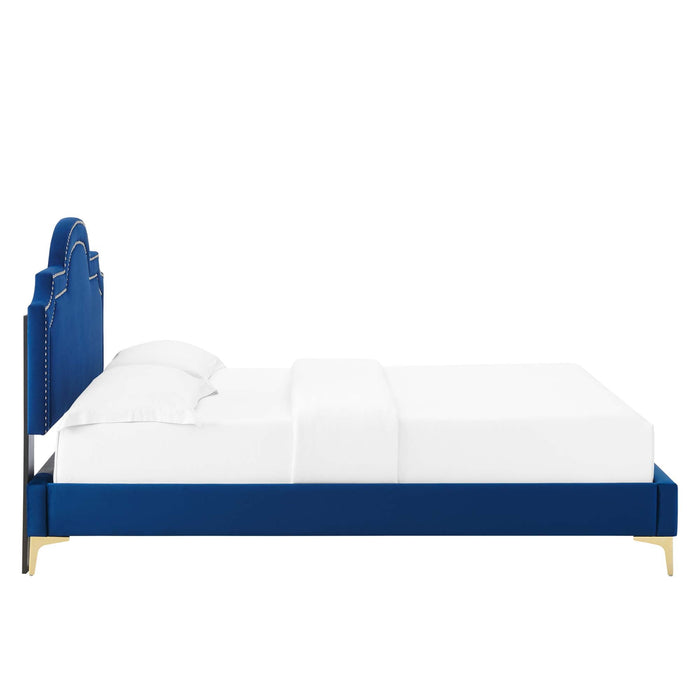 Aviana Performance Velvet Bed With Gold Legs