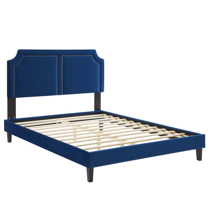 Novi Performance Velvet Bed With Black Wood Legs