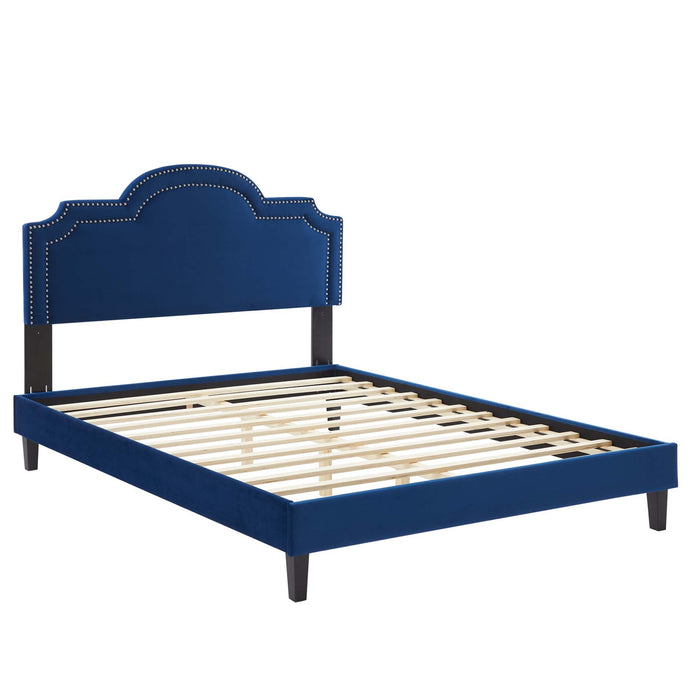 Aviana Performance Velvet Bed With Black Wood Legs