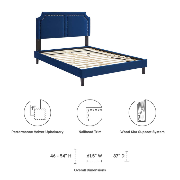 Novi Performance Velvet Bed With Black Wood Legs