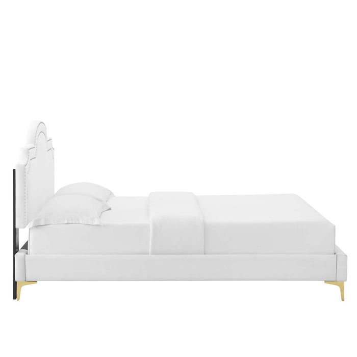 Aviana Performance Velvet Bed With Gold Legs