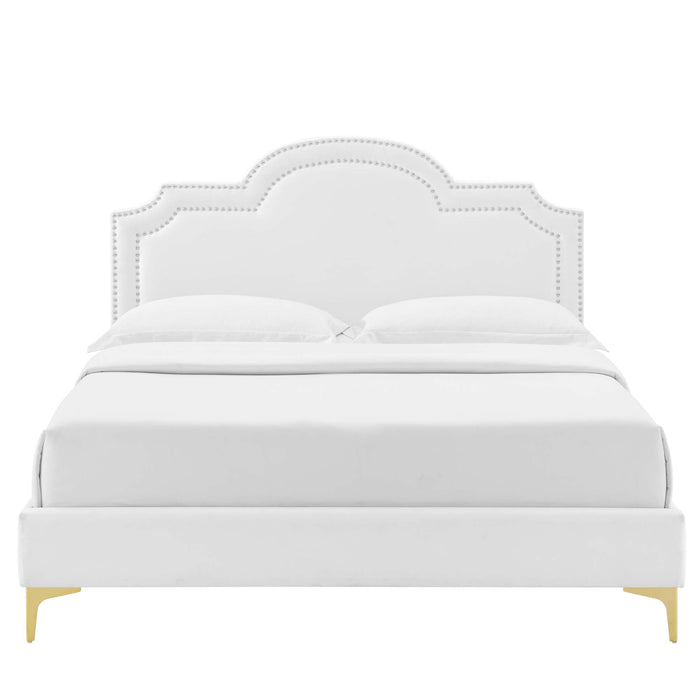 Aviana Performance Velvet Bed With Gold Legs