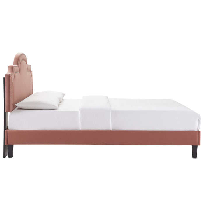 Aviana Performance Velvet Bed With Black Wood Legs