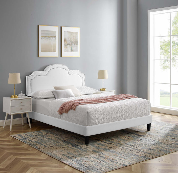 Aviana Performance Velvet Bed With Black Wood Legs