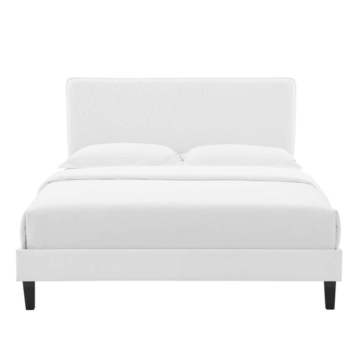 Phillipa Performance Velvet Platform Bed With Black Wood Legs