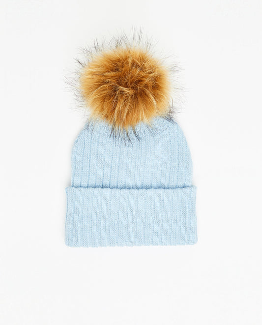 Tuque Enfant Doublée Bleu Bébé - Vegan