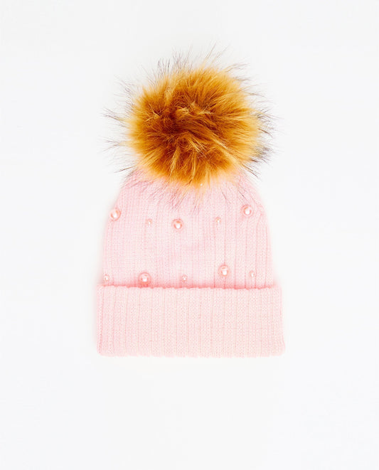 Tuque Pré-Ado Doublée Perles Stella Rose - Vegan