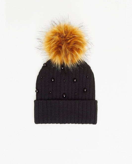 Tuque Pré-Ado Doublée Perles Noir - Vegan