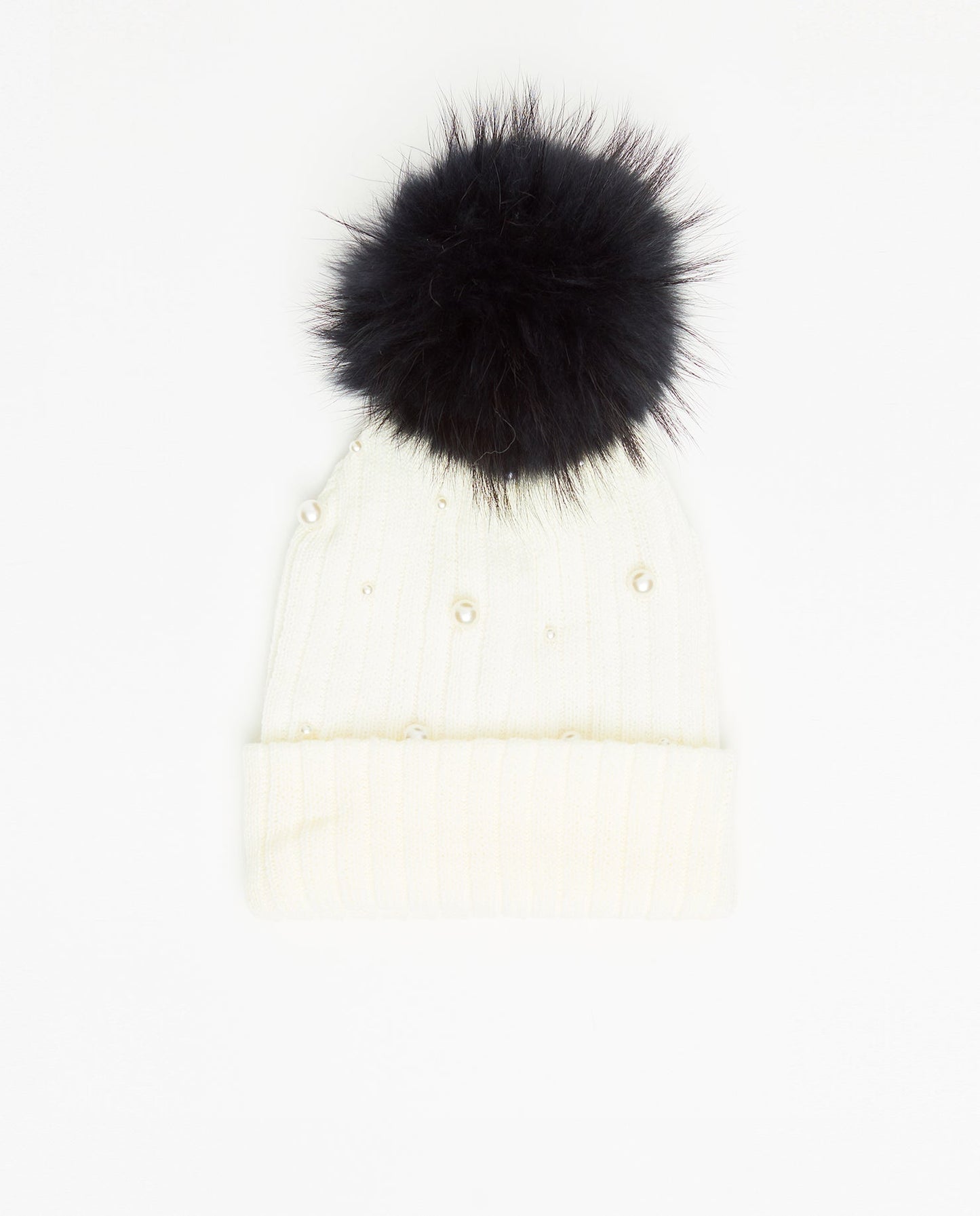 Tuque Enfant Doublée Perles Blanc