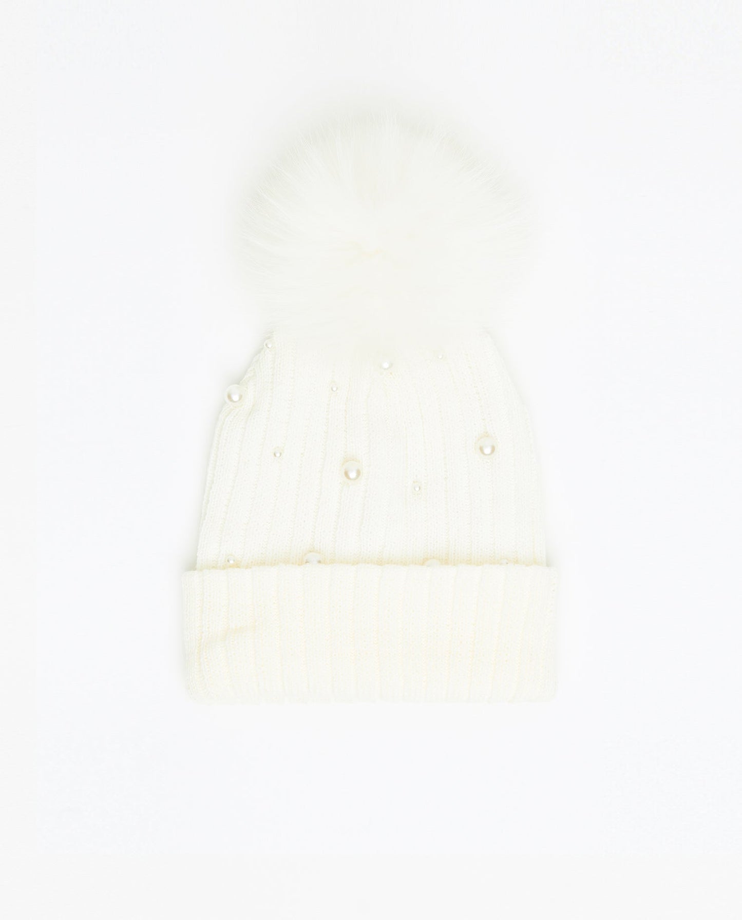 Knit Beanie Perles Blanc