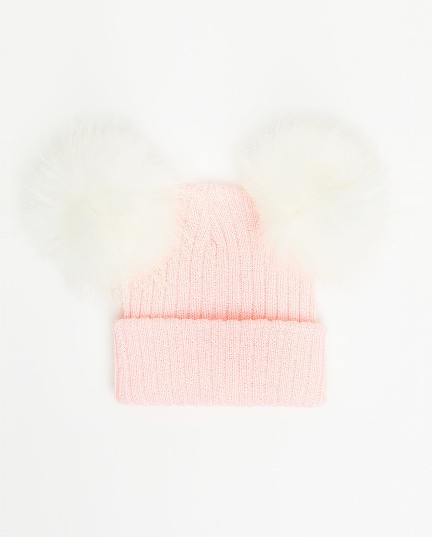 Knit Teddy Bear Beanie - Natural Fur Pom