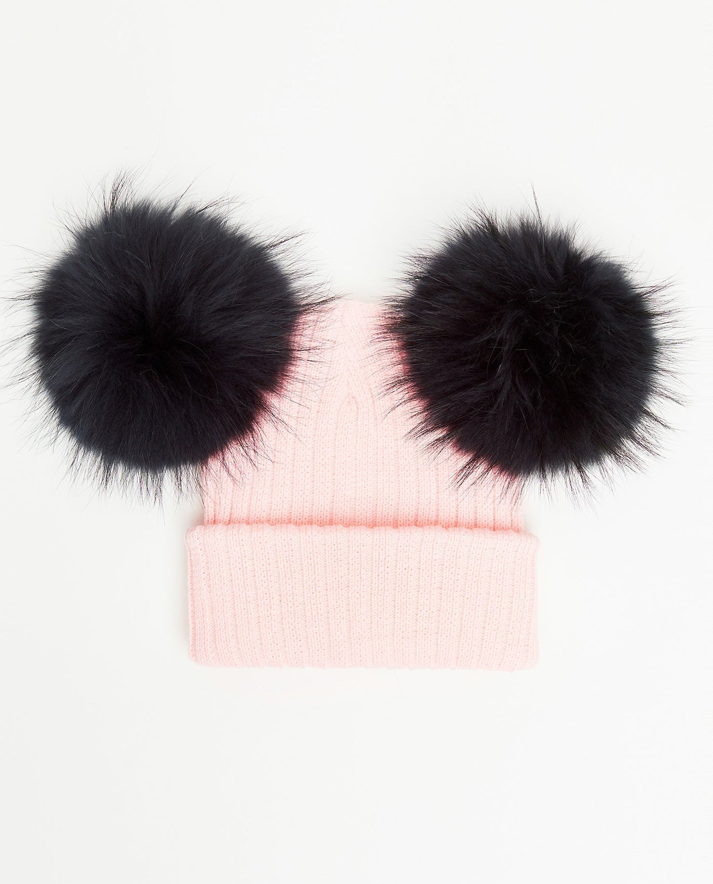 Knit Teddy Bear Beanie - Natural Fur Pom