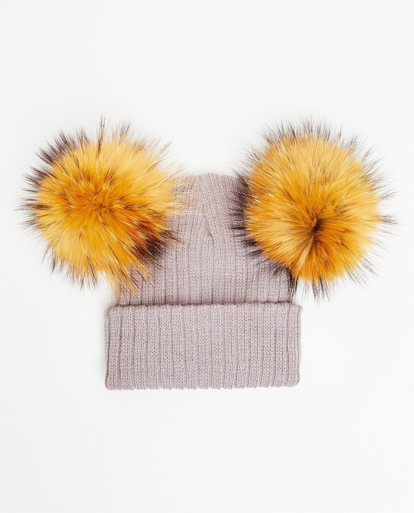 Knit Teddy Bear Beanie - Natural Fur Pom