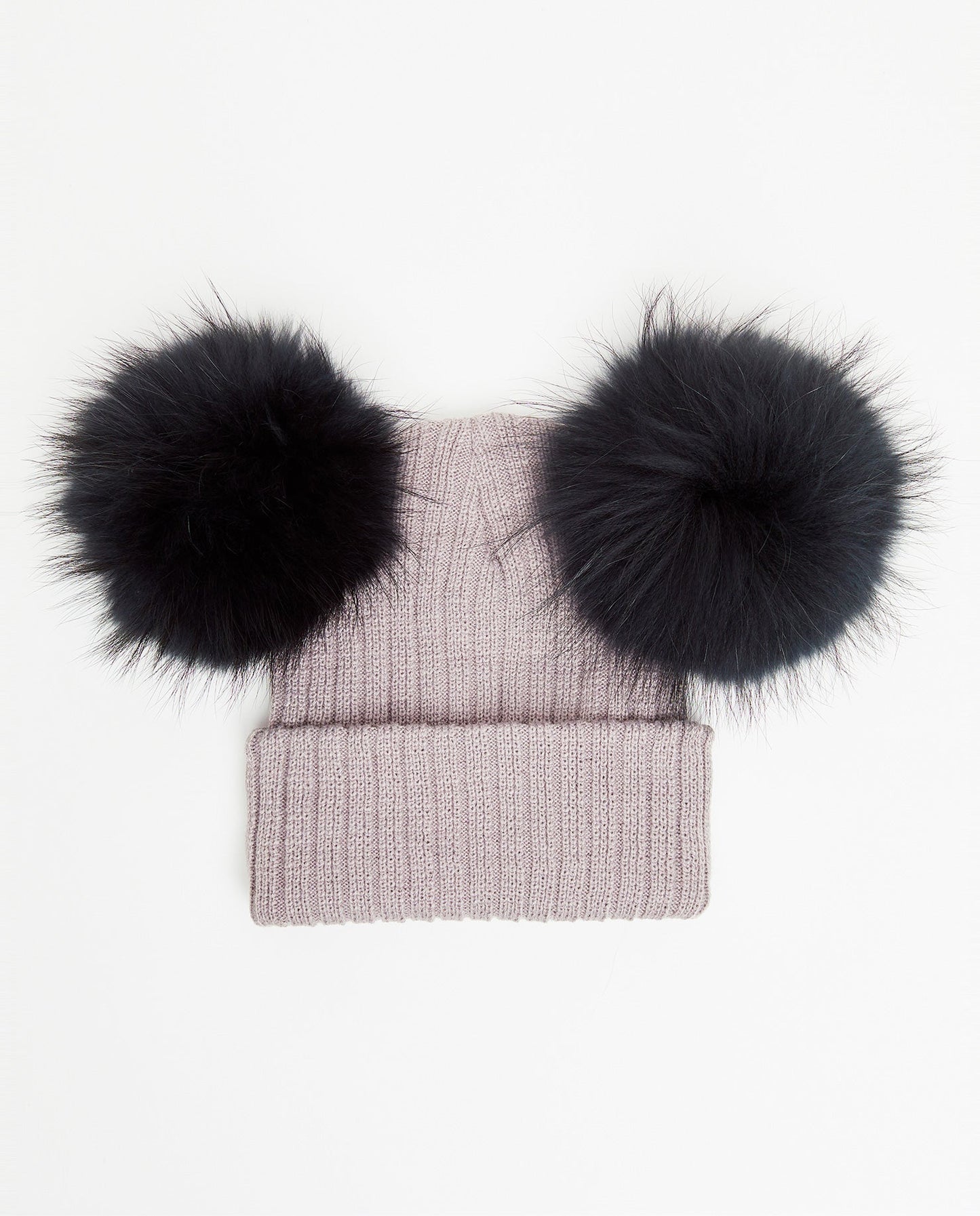 Bonnet en tricot ours en peluche - pompon en fourrure naturelle 