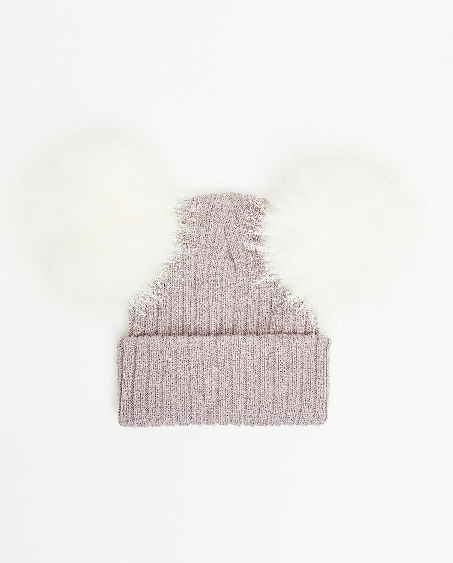 Bonnet en tricot ours en peluche - pompon en fourrure naturelle 