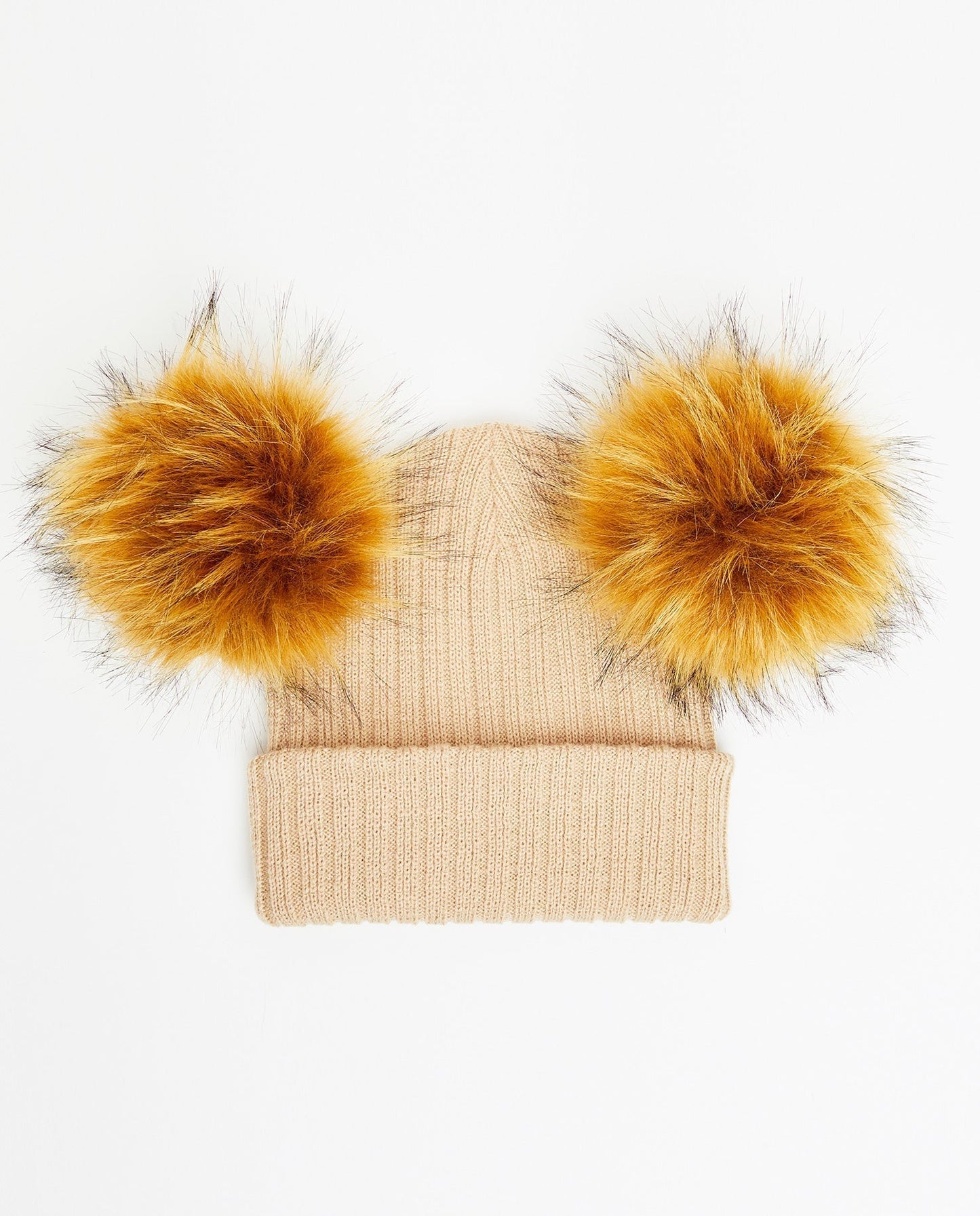 Knit Teddy Bear Beanie - Vegan Pom