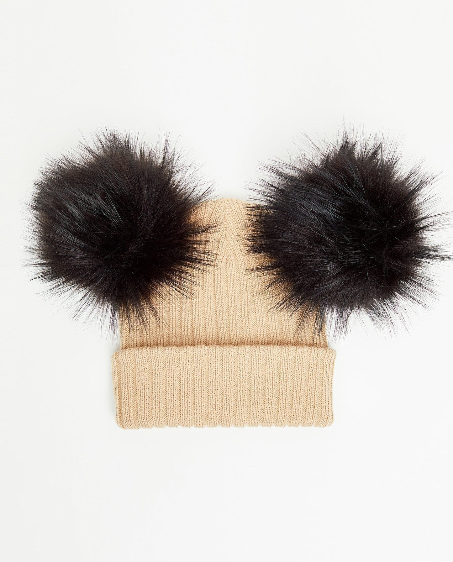 Knit Teddy Bear Beanie - Vegan Pom