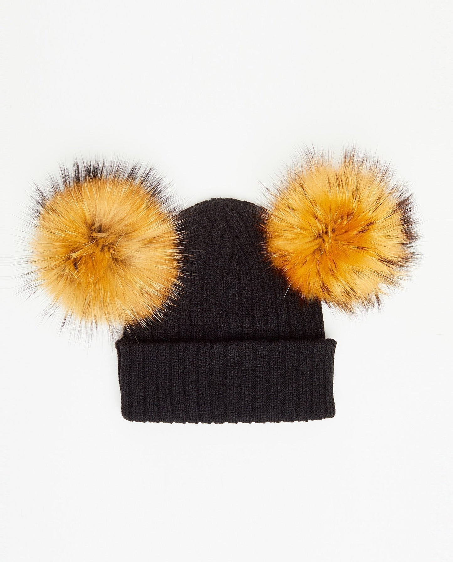 Knit Teddy Bear Beanie - Natural Fur Pom