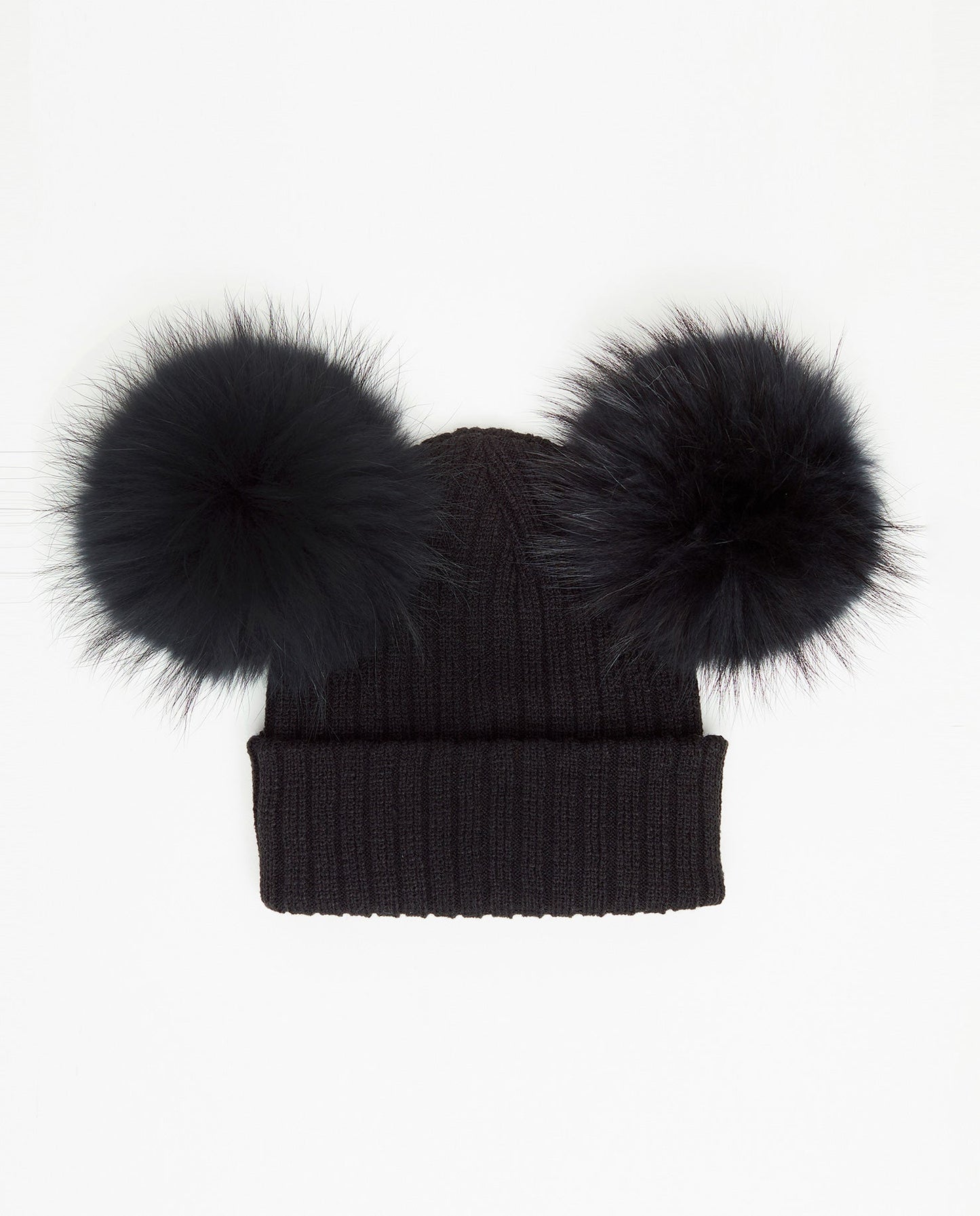 Knit Teddy Bear Beanie - Natural Fur Pom