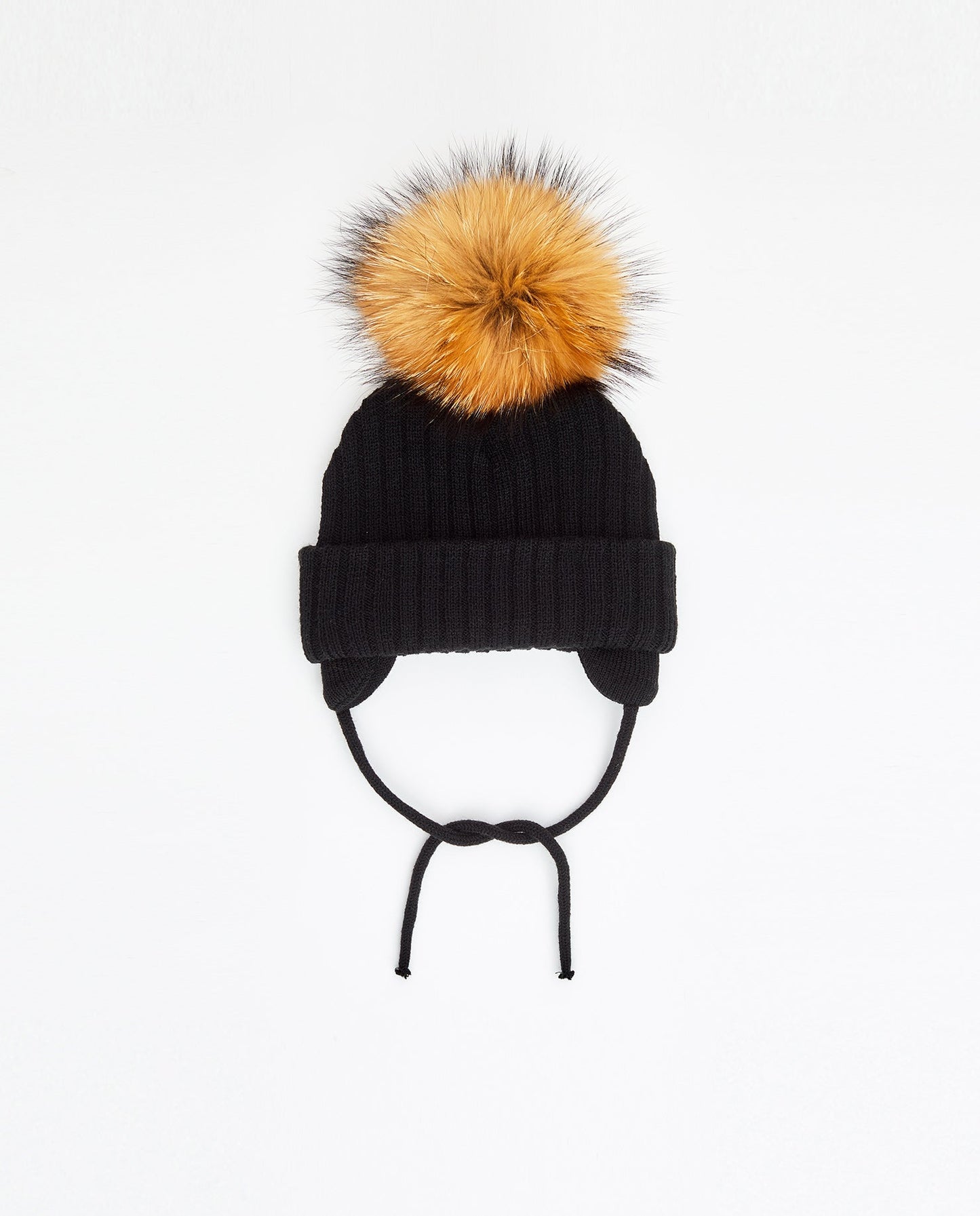 Black Knit Beanie with Interchangeable Pom