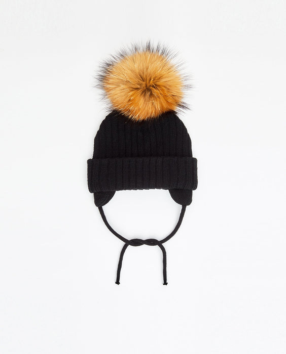 Black Knit Beanie (Interchangeable Pompom)