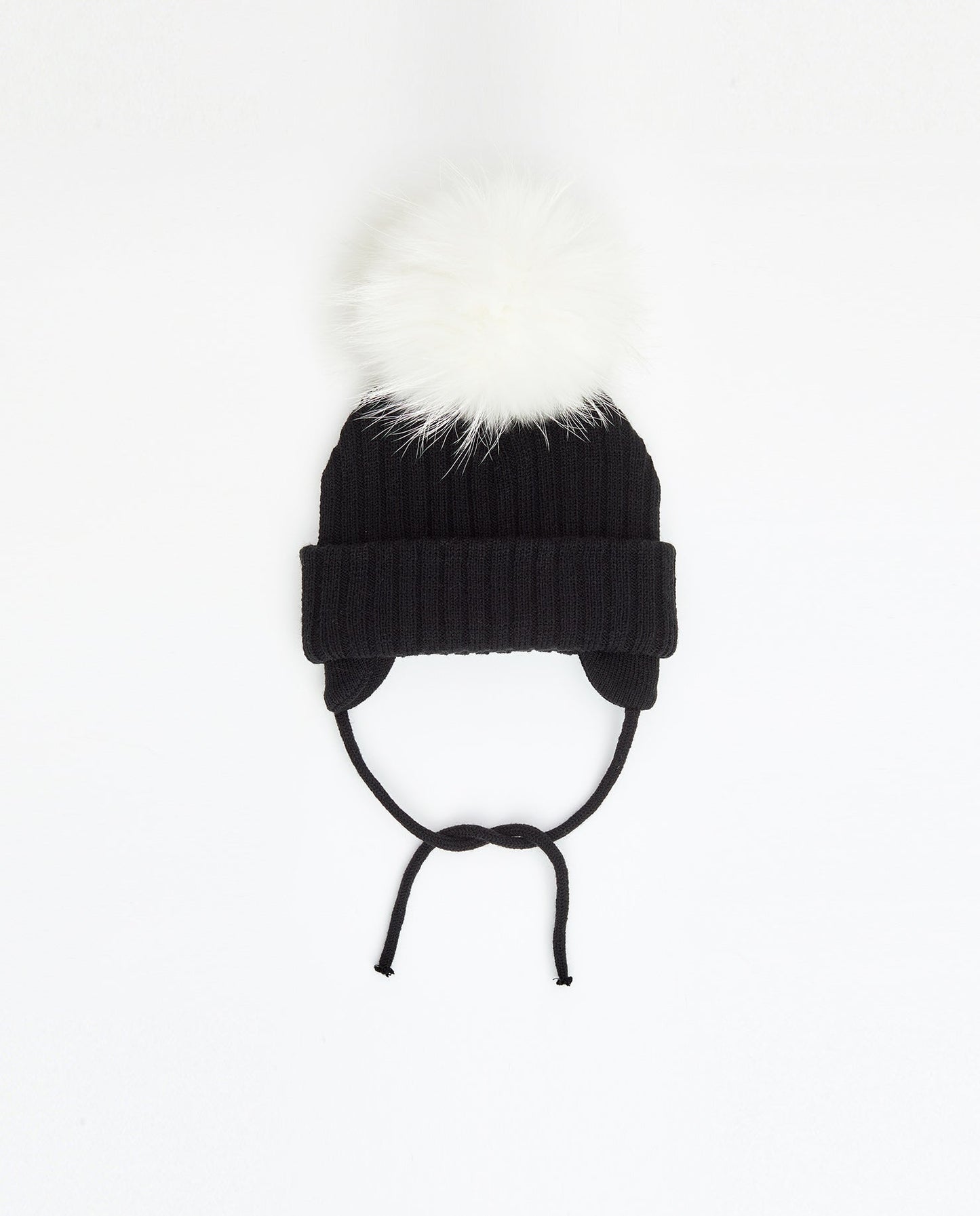 Black Knit Beanie with Interchangeable Pom