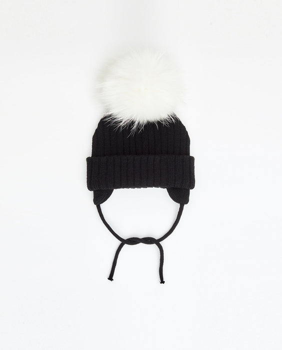 Black Knit Beanie (Interchangeable Pompom)