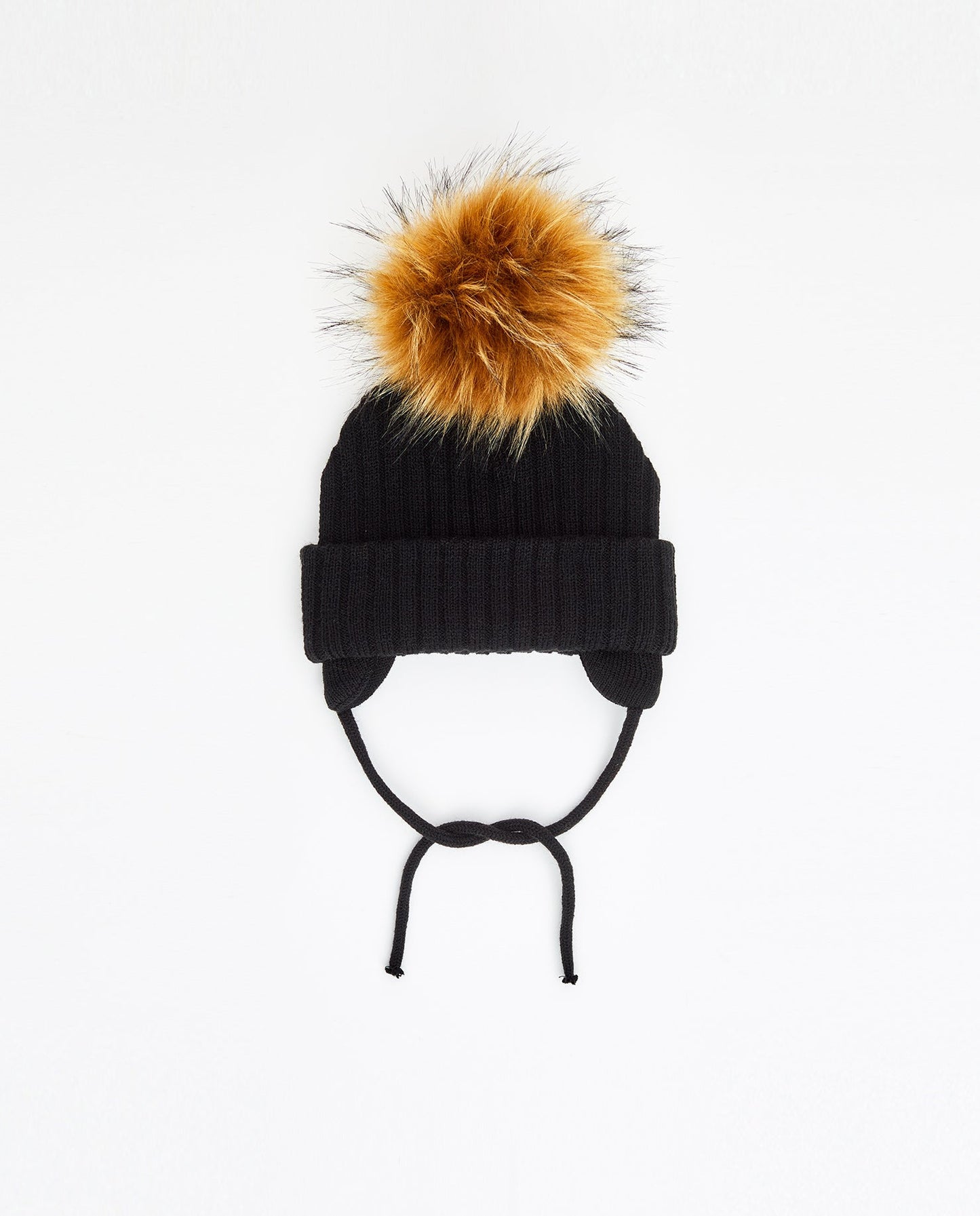 Black Knit Beanie with Interchangeable Pom