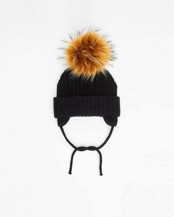 Black Knit Beanie (Interchangeable Pompom)