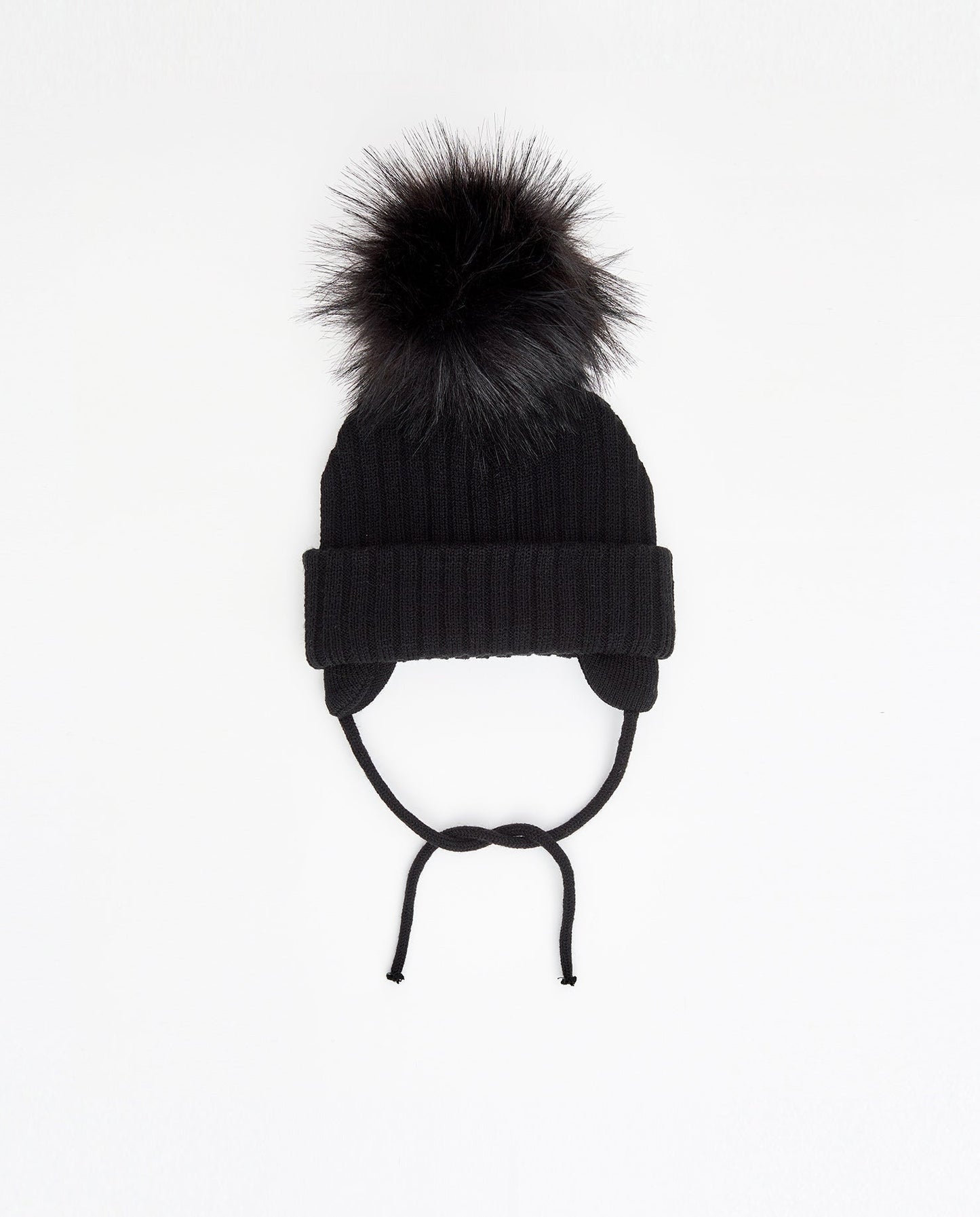 Black Knit Beanie with Interchangeable Pom