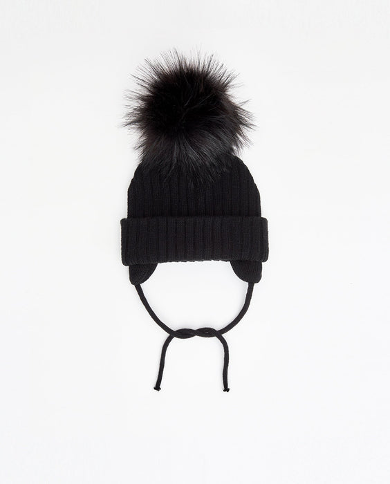 Black Knit Beanie (Interchangeable Pompom)