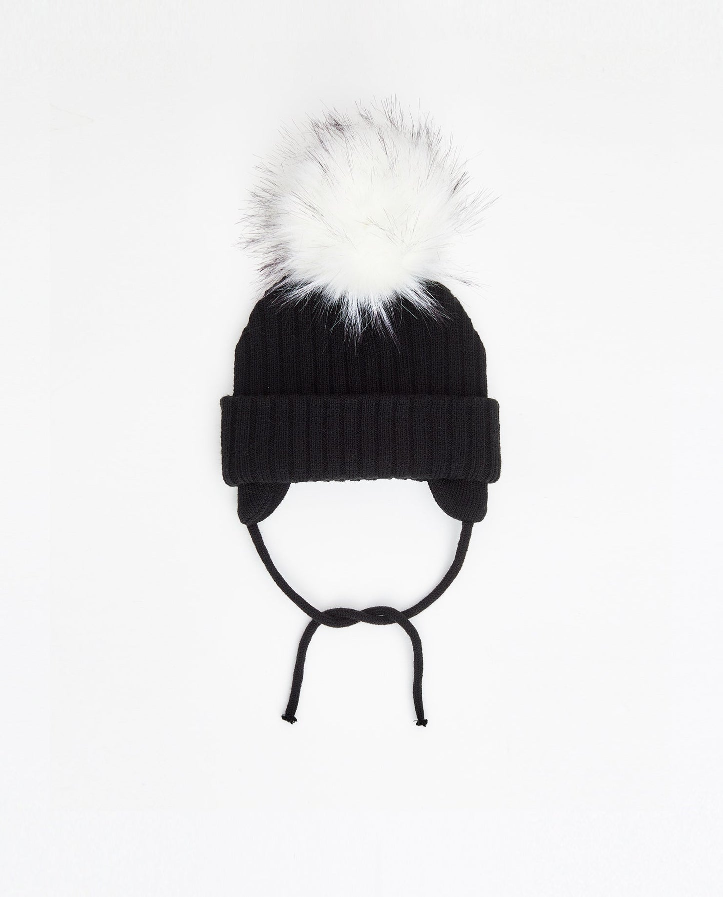 Black Knit Beanie with Interchangeable Pom